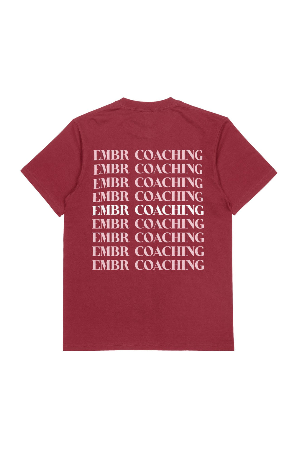EMBR Wine Repeat Tee in Chili, back
