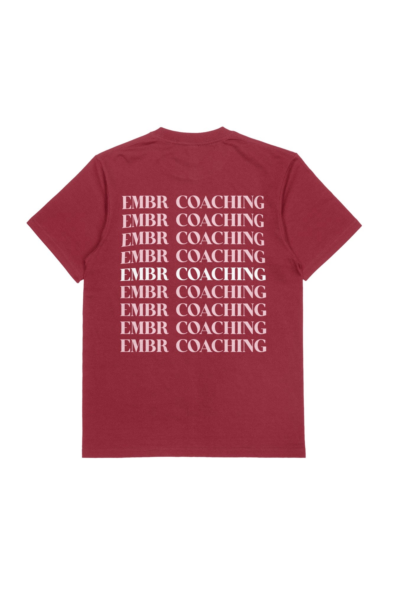 EMBR Wine Repeat Tee in Chili, back